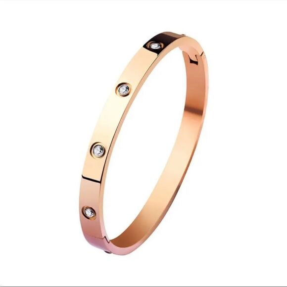 New Love Friendship Bangle Bracelet CZ Stones - Picture 1 of 16